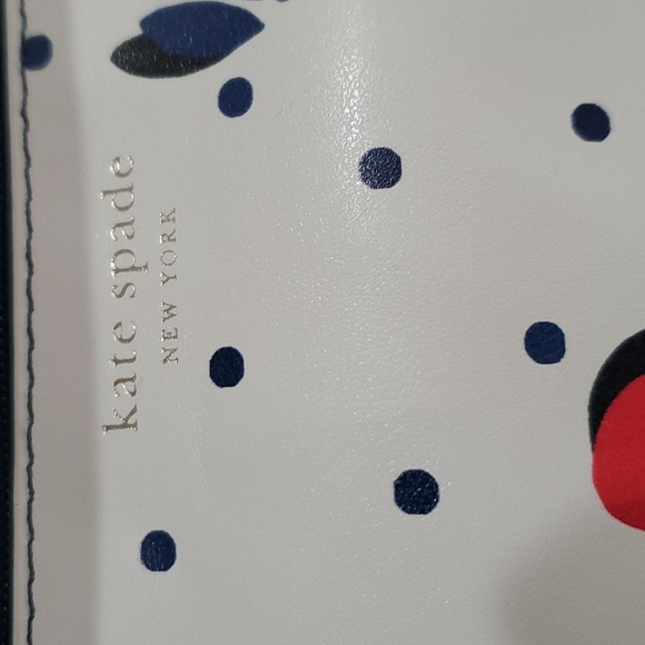Kate Spade 4pc white‎ & blue polka-dot cherry print pencil case & accessories - Picture 4 of 11